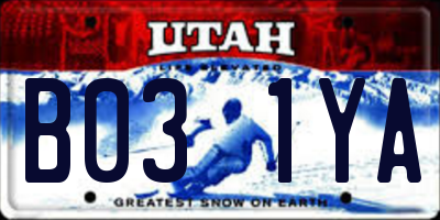 UT license plate B031YA