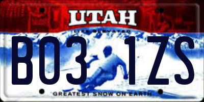 UT license plate B031ZS