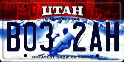 UT license plate B032AH