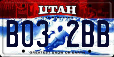 UT license plate B032BB