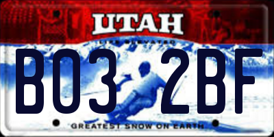 UT license plate B032BF