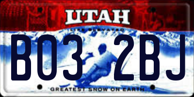 UT license plate B032BJ