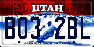 UT license plate B032BL