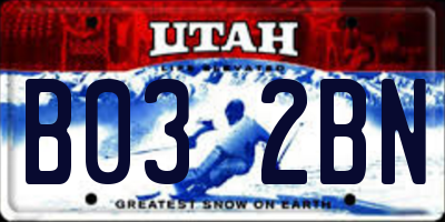 UT license plate B032BN