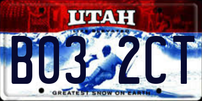 UT license plate B032CT