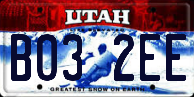 UT license plate B032EE