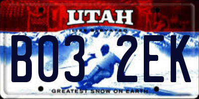 UT license plate B032EK