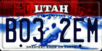 UT license plate B032EM