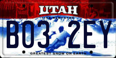 UT license plate B032EY