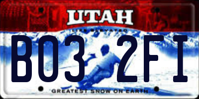 UT license plate B032FI