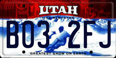 UT license plate B032FJ
