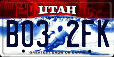 UT license plate B032FK