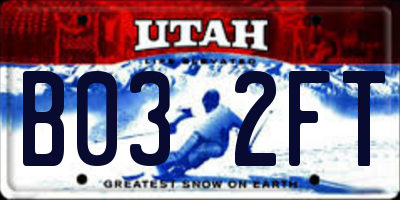 UT license plate B032FT