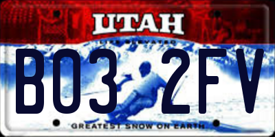 UT license plate B032FV