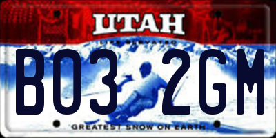 UT license plate B032GM