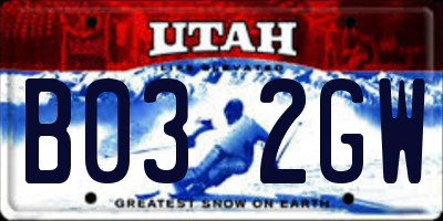 UT license plate B032GW
