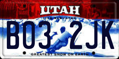 UT license plate B032JK