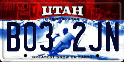 UT license plate B032JN