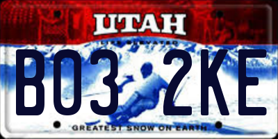 UT license plate B032KE