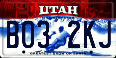 UT license plate B032KJ