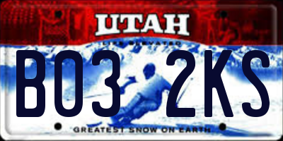UT license plate B032KS