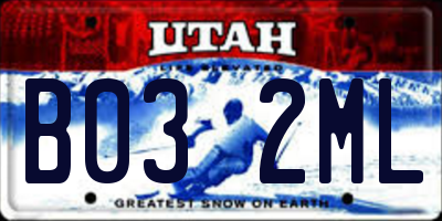 UT license plate B032ML