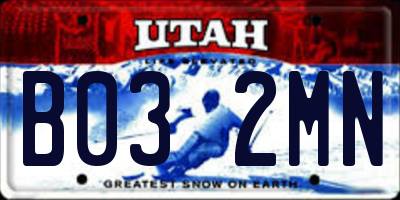 UT license plate B032MN
