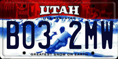 UT license plate B032MW