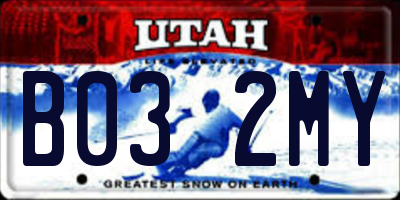 UT license plate B032MY