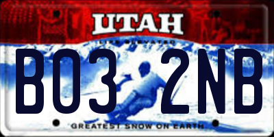 UT license plate B032NB
