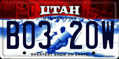 UT license plate B032OW