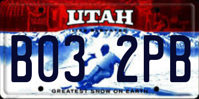 UT license plate B032PB