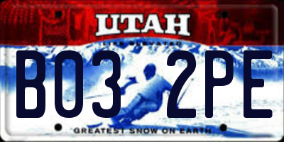 UT license plate B032PE