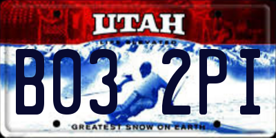 UT license plate B032PI
