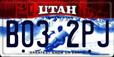 UT license plate B032PJ
