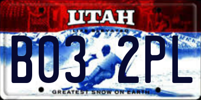 UT license plate B032PL