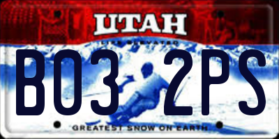 UT license plate B032PS