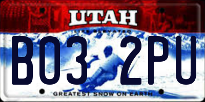 UT license plate B032PU