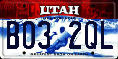 UT license plate B032QL