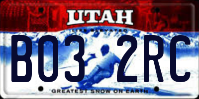 UT license plate B032RC