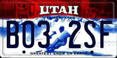 UT license plate B032SF