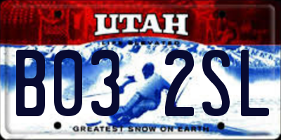 UT license plate B032SL
