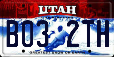 UT license plate B032TH