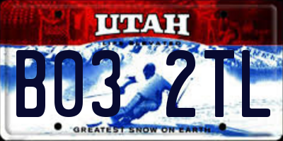 UT license plate B032TL