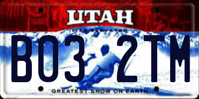 UT license plate B032TM