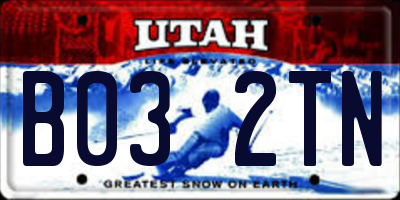 UT license plate B032TN