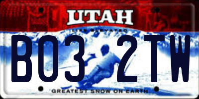 UT license plate B032TW
