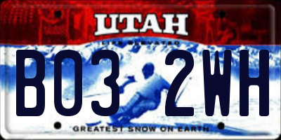 UT license plate B032WH