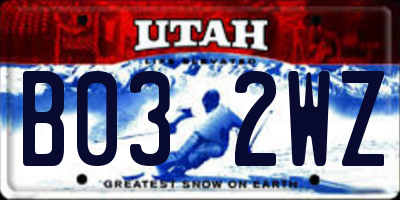 UT license plate B032WZ