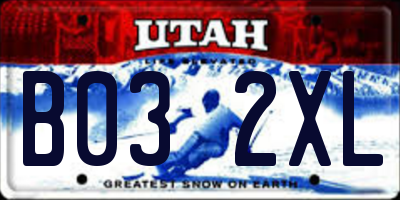 UT license plate B032XL